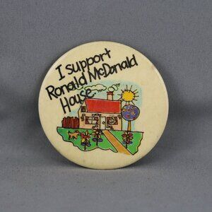 1980s Mc Donald's Staff Pin - I Support Ronald Mc Donald House !!